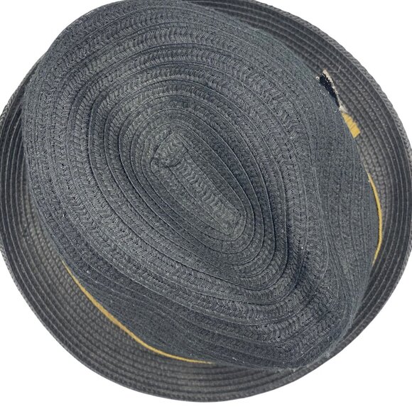 Hats in the Belfry HIB Galiano Fedora XL Black Mustard Band Metal Feather Accent - Picture 11 of 15